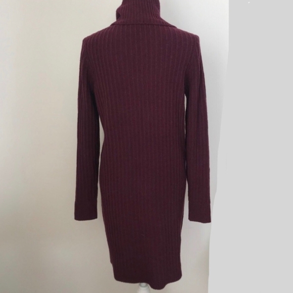 Madewell 100% Merino Wool Turtleneck Sweater Dress In Burgundy, Size Large - Picture 4 of 4